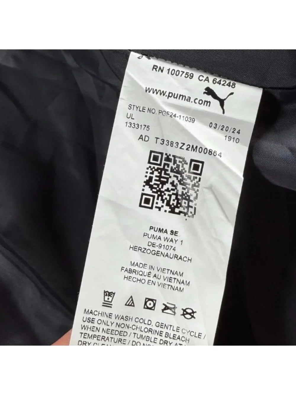 Puma Puffer‎ Vest Girls S Black Colorblock Full Zip Sleeveless Running Athletic